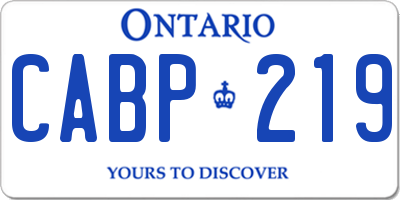 ON license plate CABP219