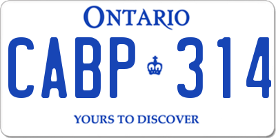 ON license plate CABP314