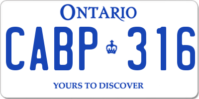 ON license plate CABP316