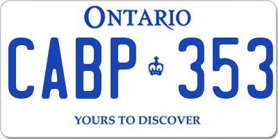 ON license plate CABP353