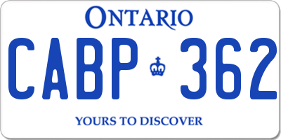 ON license plate CABP362