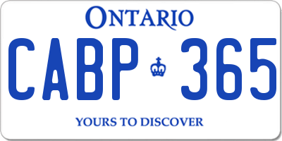 ON license plate CABP365