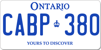 ON license plate CABP380