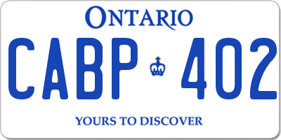 ON license plate CABP402