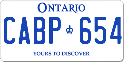 ON license plate CABP654