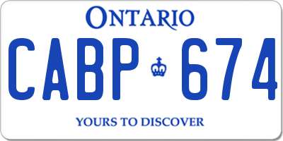 ON license plate CABP674