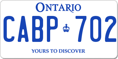 ON license plate CABP702