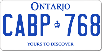 ON license plate CABP768