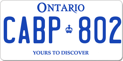 ON license plate CABP802