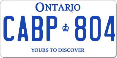 ON license plate CABP804