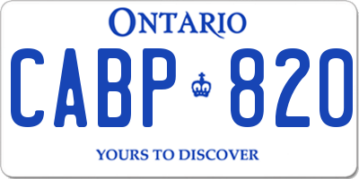 ON license plate CABP820