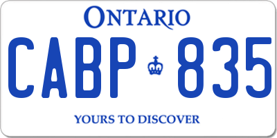 ON license plate CABP835