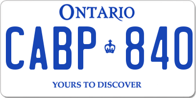 ON license plate CABP840