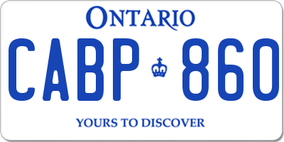 ON license plate CABP860