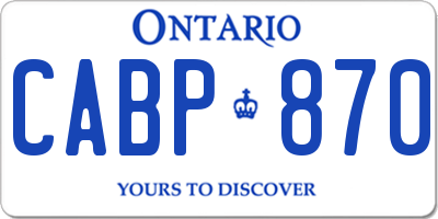 ON license plate CABP870