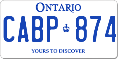 ON license plate CABP874