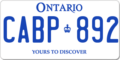 ON license plate CABP892