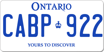 ON license plate CABP922