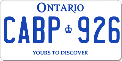 ON license plate CABP926