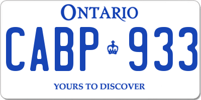 ON license plate CABP933