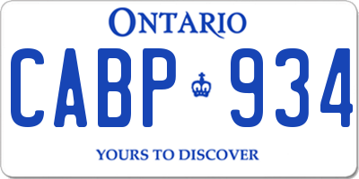 ON license plate CABP934