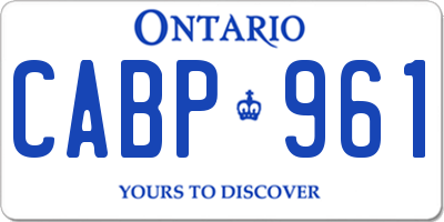 ON license plate CABP961