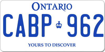 ON license plate CABP962