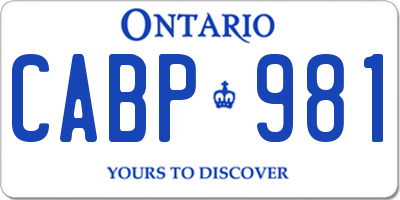 ON license plate CABP981