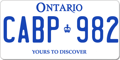 ON license plate CABP982