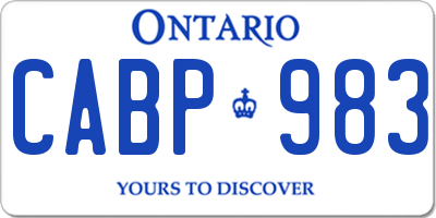 ON license plate CABP983