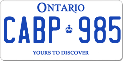 ON license plate CABP985