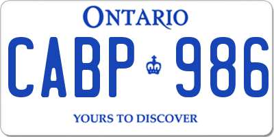 ON license plate CABP986