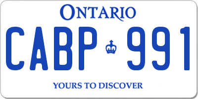 ON license plate CABP991