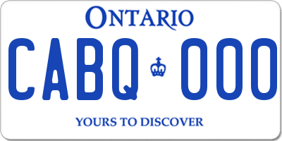 ON license plate CABQ000