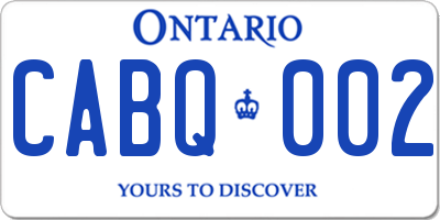 ON license plate CABQ002