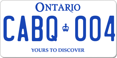 ON license plate CABQ004