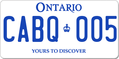 ON license plate CABQ005