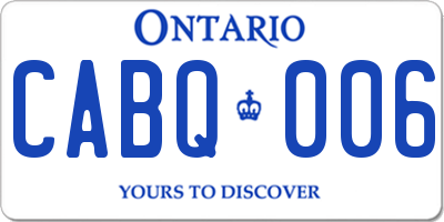 ON license plate CABQ006