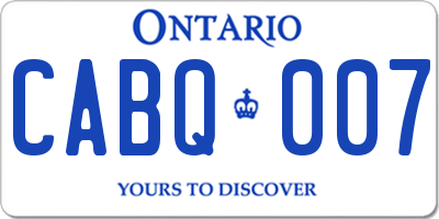 ON license plate CABQ007