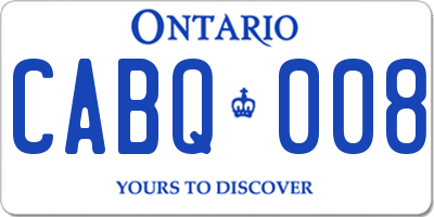 ON license plate CABQ008