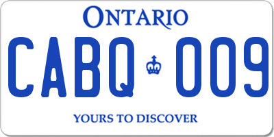 ON license plate CABQ009