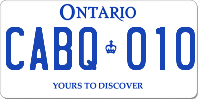 ON license plate CABQ010