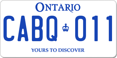 ON license plate CABQ011