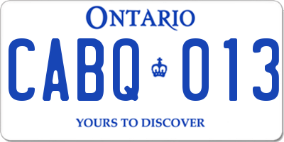 ON license plate CABQ013