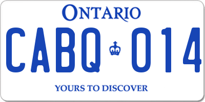 ON license plate CABQ014