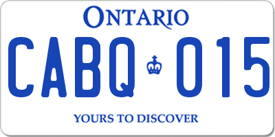 ON license plate CABQ015