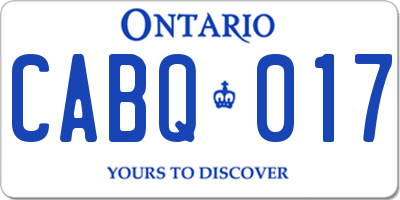 ON license plate CABQ017