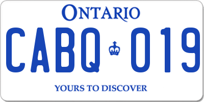 ON license plate CABQ019