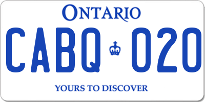 ON license plate CABQ020