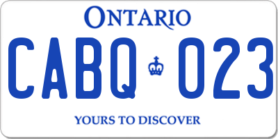 ON license plate CABQ023